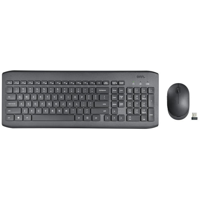 onn. 100009054 Wireless 104 Keys Full Keyboard and 5-Button Mouse