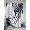 thumbnail image 5 of Fsddascl Vintage Navy Blue Botanical Shower Curtain Set - 60" x 72" Washable Bathtub Curtain with 12 Hooks, Modernism Tropical Leaves Waterproof Fabric Stall Shower Curtains for Bathroom/Bathtub, 5 of 6