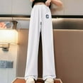 thumbnail image 3 of Generic Girls' High Waisted Sweatpants Solid Color Wide Legs Straight Leg Pants Summer Korean Casual Street Wear for 5-16 Years, 3 of 3