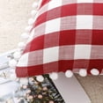 thumbnail image 5 of Bohogeo Red Christmas Decorative Plaid Pillow Covers,Buffalo Check Shams with Pompoms for Couch,20''x 20'',Pack of 2, Red/White, 5 of 7