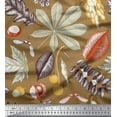 thumbnail image 1 of Soimoi polyester Crepe Fabric Berries,Oak Chestnut Leaves Printed Craft Fabric by the Yard 52 Inch Wide, 1 of 3
