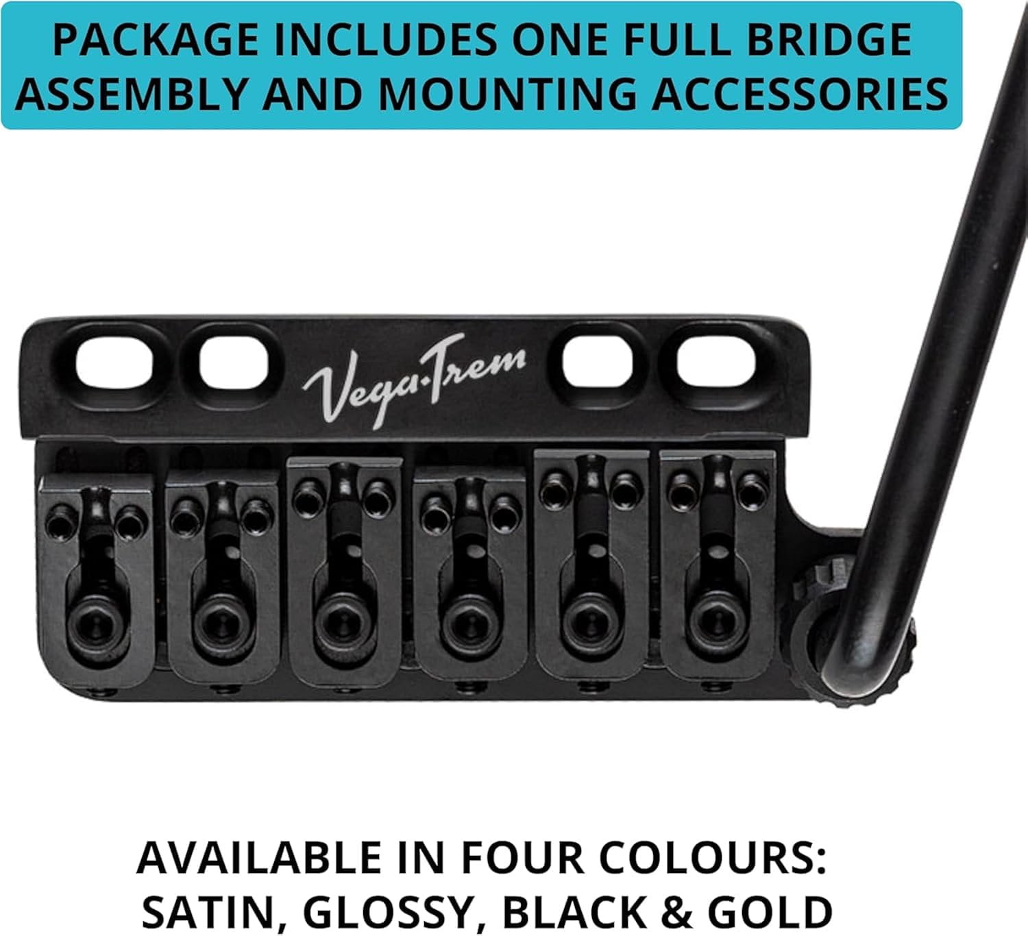 Vega-Trem VT1 Special Standard 6-Screw Stratocaster Guitar Tremolo Bridge For Strat No Mods Easy Installation Black, Right