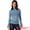 Blue, variant on DARING DIVA Women's Lace High Neck Bell Long Sleeve Sheer Mesh Blouses XS Blue
