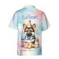 thumbnail image 2 of Happy Birthday Cute Puppy German Shepherd with Cake Gifts Party Hat Hawaiian Shirt Breathable Summer Unisex Merch Alsatian Dog Lover Gifts - 00029, 2 of 6