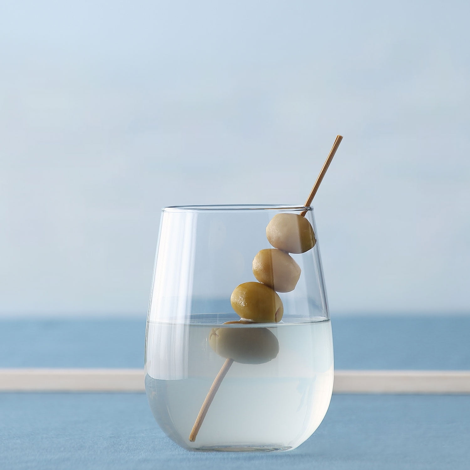 LAV Stemless Wine Glasses Set of 6 - Clear Glass Wine Tumblers 16 oz