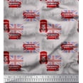 thumbnail image 1 of Soimoi Gray Silk Fabric London Theme Architectural Printed Fabric 1 Yard 42 Inch Wide, 1 of 3