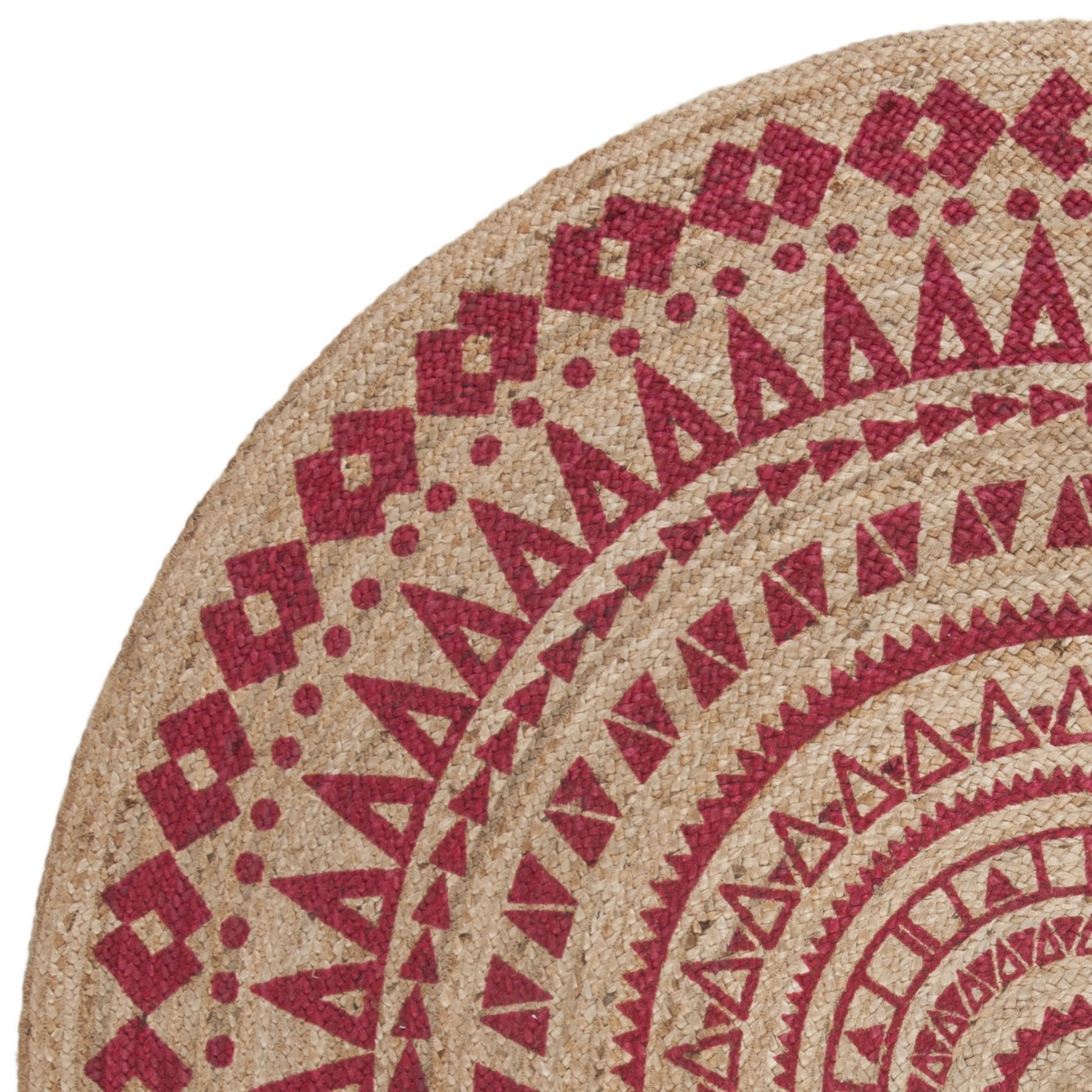 SAFAVIEH Natural Fiber Zoolander Geometric Jute Area Rug, Fuchsia/Natural, 8' x 8' Round