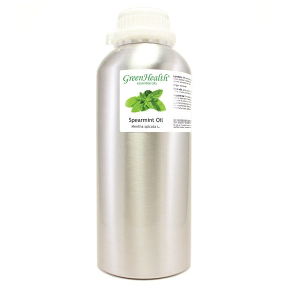 GreenHealth Spearmint – 32 fl oz (946 ml) Aluminum Bottle w/Plug Cap – 100% Pure Essential Oil