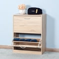 thumbnail image 2 of Wooden Shoe Cabinet for Entryway, Shoe Storage Cabinet with 2 Flip Doors, 20.94x9.45x43.11 inch (Natural), 2 of 12