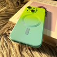 thumbnail image 6 of Magnetic for iPhone 15 Case, Compatible with MagSafe, Full Camera Lens Film Protection Cute Gradient Color Silicone Shockproof Matte Cover for Women & Men (iPhone 15,Green Blue), 6 of 17