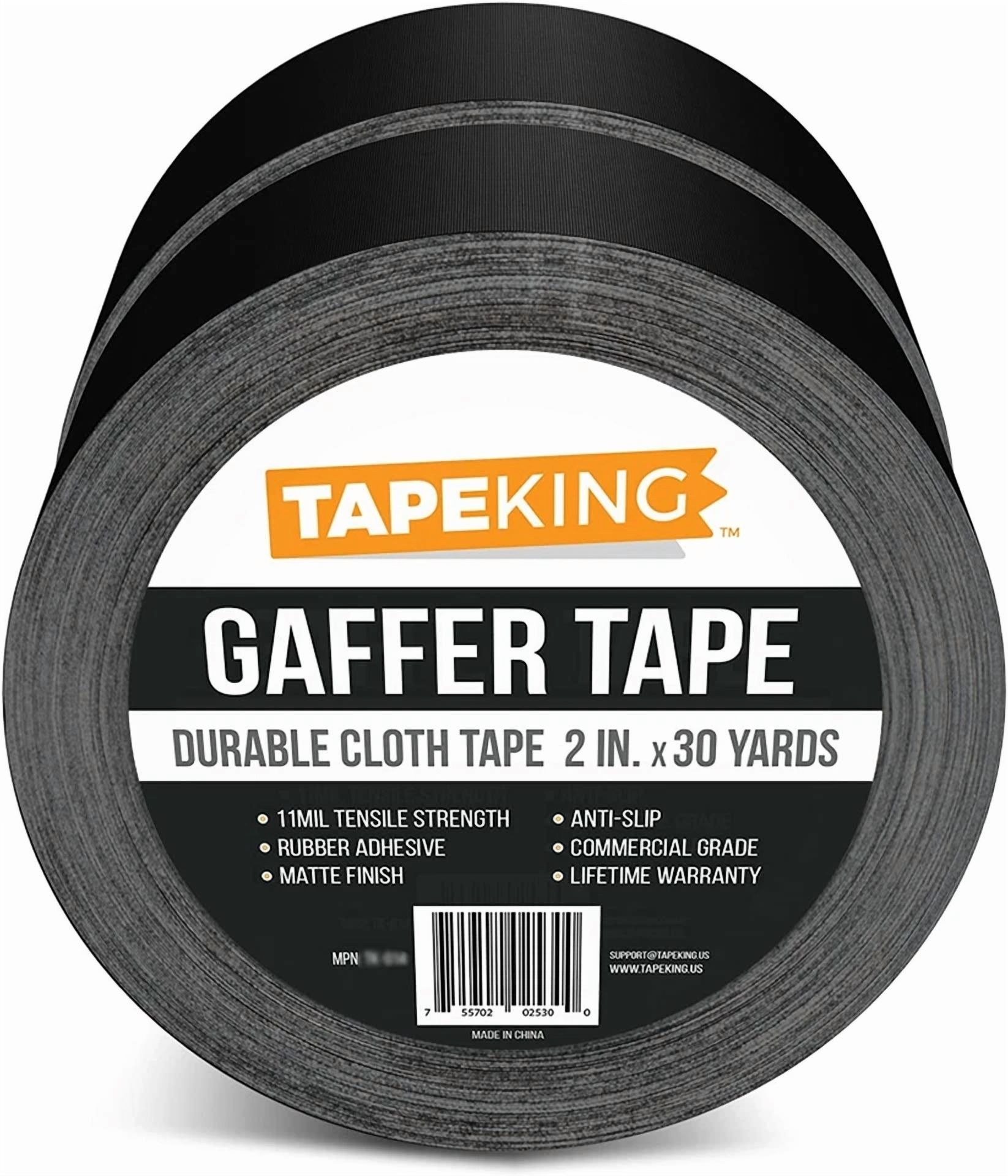 FLINT - 2 Pack Gaffers Tape - 2” W X 30 Yards Per Roll (180 Ft) - Cloth Matte Black