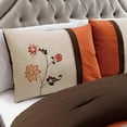 thumbnail image 2 of Chezmoi Collection Serene 7-Piece Luxury Floral Embroidery Comforter Set, Queen, Orange/Brown/Taupe, 2 of 8