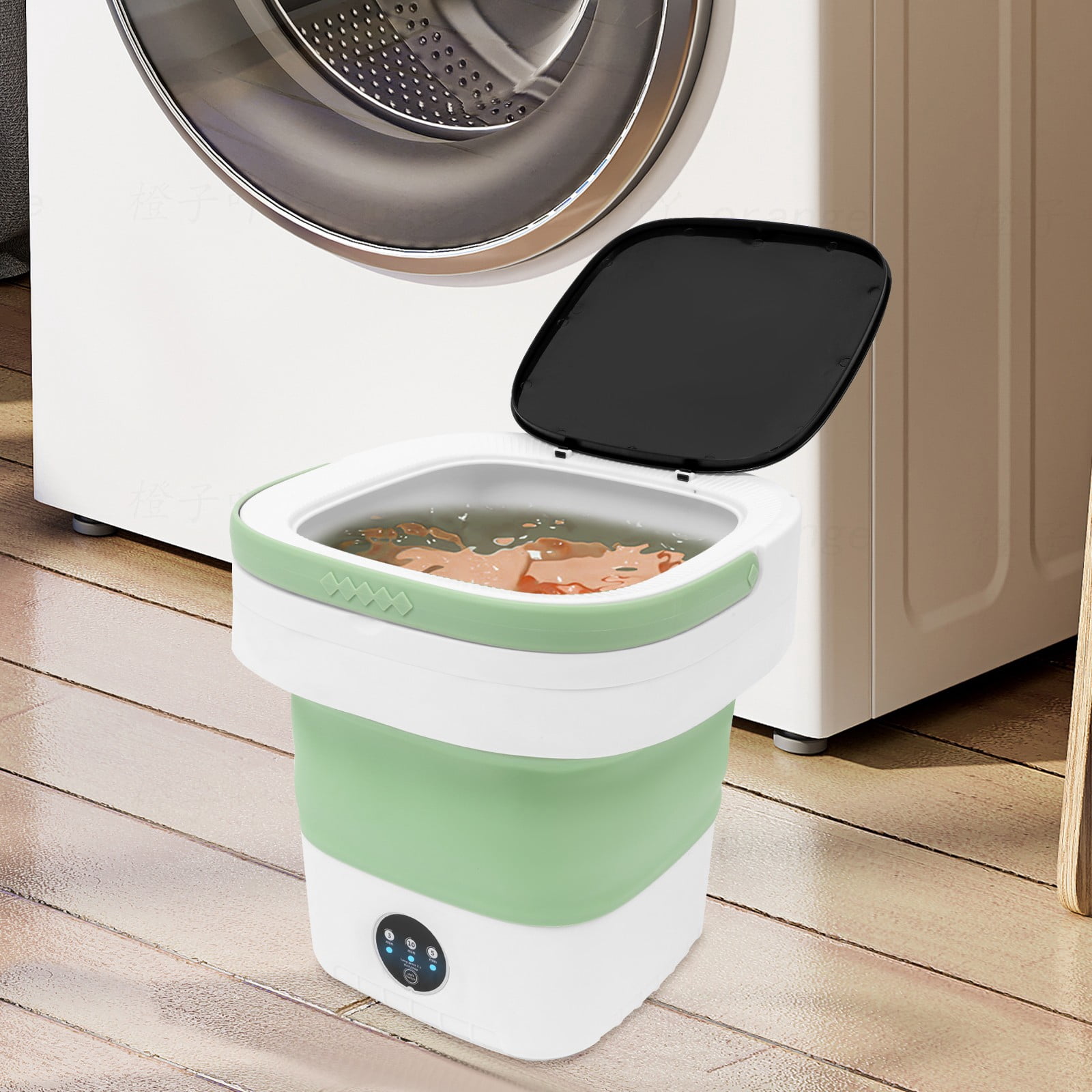 11.8*11.8*13in Modern Green Freestanding Large Capacity Foldable Washing Machine for Apartments