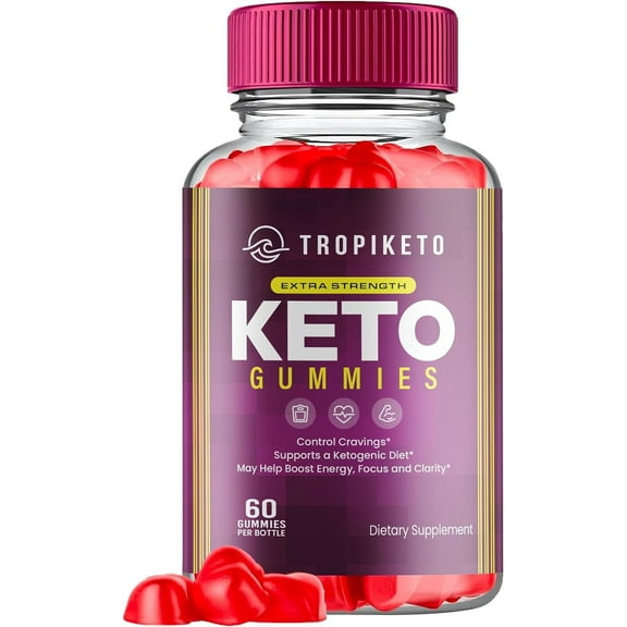 (1 Pack) Tropiketo Keto ACV Gummies - Apple Cider Vinegar Supplement for Weight Loss - Energy & Focus Boosting Dietary Supplements for Weight Management & Metabolism - Fat Burn - 60 Gummies