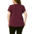 thumbnail image 3 of Agnes Orinda Women's Plus Size Blouses Notched V Neck Short Petal Sleeve Shirts Casual Tops 2X Burgundy, 3 of 6