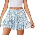 thumbnail image 2 of Delliss Summer Women's Print Short Skirts Casual Pleated Elastic Waist Skirts Blue M, 2 of 7