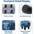 thumbnail image 3 of Tcbosik 12.5" inch Small Upholstered Ottoman, Linen Fabric Footstool with Wood Legs, Footrest for Living Room, Bedroom, Easy Assembly, Blue, 3 of 7