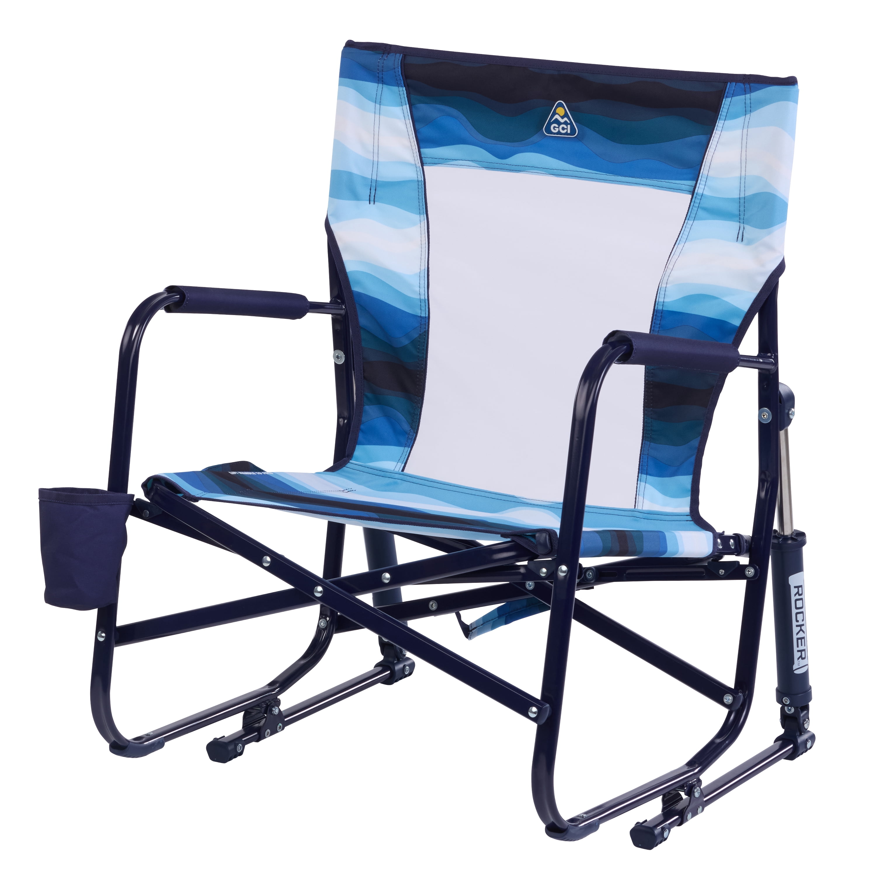 GCI Outdoor Beach Rocker Low Profile Foldable Rocking Chair, Wave Blue