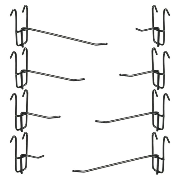 Uxcell 8 Grid Wall Hooks, 2/4/6/8 Inch Grid Wall Panel Display Hooks for Grid Wall Accessory Display Rack for Retail Stores, Home Office, Garage Storage, Black