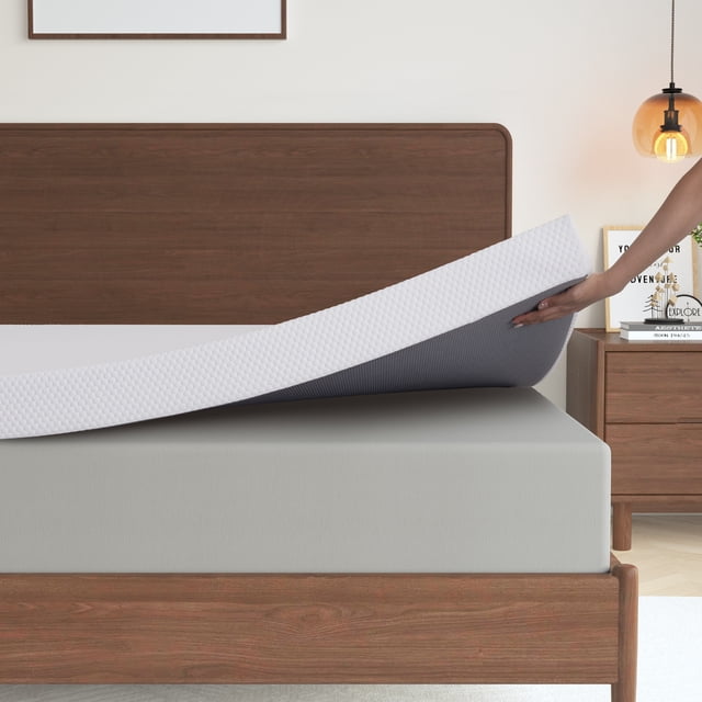 Lecuneey Full Mattress Topper, 2 Inch Memory Foam Mattress Topper with Removable & Washable Cover, White