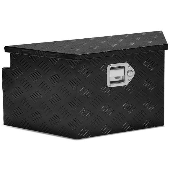 DNA Motoring 26"x12"x11" Aluminum Truck Trailer Trunk Bed Tongue Tool Storage Box w/ Lock Black