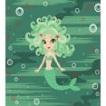 thumbnail image 3 of Underwater Duvet Cover Set, Mermaid Cartoon Water Bubbles and Starfish Curly Fictional Print, Decorative 2 Piece Bedding Set with 1 Pillow Shams, Twin Size, Green, by Ambesonne, 3 of 3