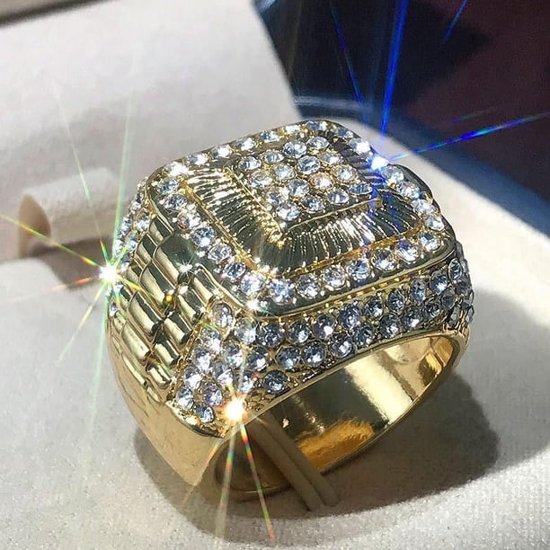 Accesorios Anillo de moda para hombre de marca europea y americana Anillo de baile callejero con diamantes completos Anillo de diamantes