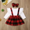 thumbnail image 6 of Toddler Kid Girls Christmas Clothing Set Lace Ruffles Tops+Plaid Skirts Red Dress Xmas Kid Costumes, 6 of 7