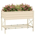 thumbnail image 2 of Outsunny Galvanized Raised Garden Bed with Legs and Storage Shelf, Cream, 2 of 9