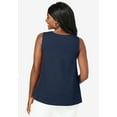 thumbnail image 4 of Jessica London Women's Plus Size Stretch Cotton V-Neck Trapeze Tank, 4 of 6