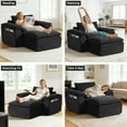 thumbnail image 3 of Fnkosi 63" Oversized Chaise Lounge Indoor, Chenille Boneless Chair with Deep Seat & Movable Ottoman for Living Room, No Assembly Required , Black, 3 of 9