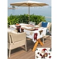thumbnail image 4 of Outdoor Tablecloth with Umbrella Hole and Zipper, Christmas Snowflakes Rectangle Table Cloth 54x80 Inch Waterproof Tablecloth, Xmas Winter Gnomes Bells White Picnic Table Cover for Patio Camping, 4 of 7