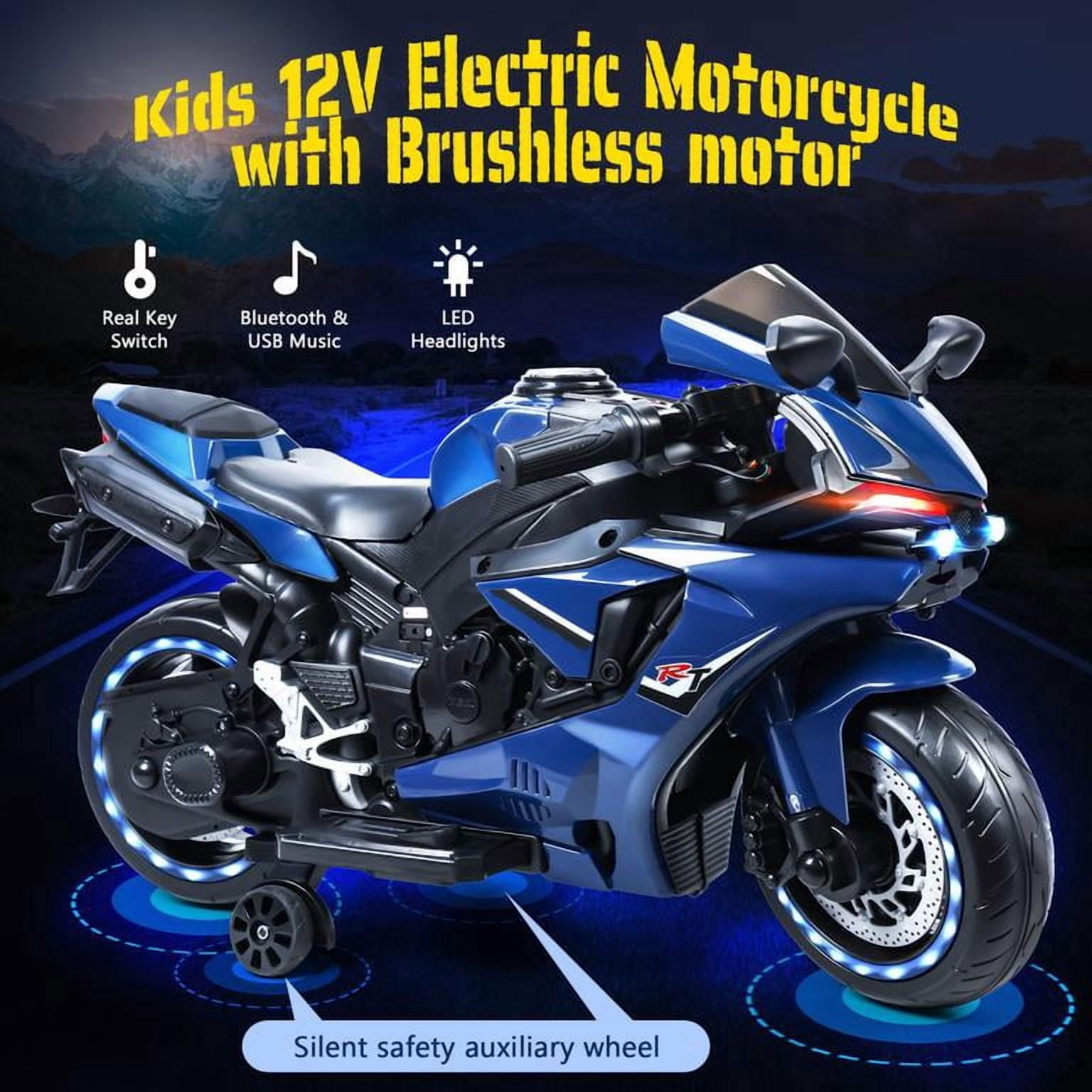 12V Dual Motor Mini Electric Dirt Bike, 9mph Ride-on Motorcycle, LED Lights, Shock Absorption, Hidden Charging Port