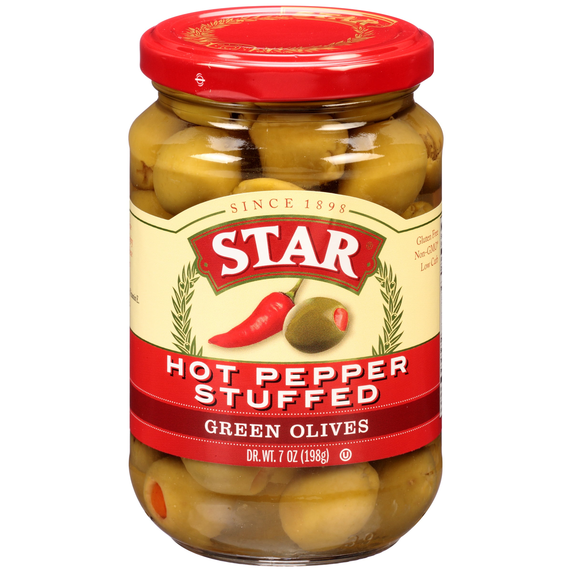 StarÂ® Hot Pepper Stuffed Green Olives 7 oz. Bottle