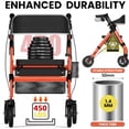 thumbnail image 5 of QEEKA Foldable Rollator Walkers with Seat for Seniors,450 lb Capacity,8" Wheels,18" Big Seat,6-Position Adjustable Height,Heavy-Duty Aluminum Rolling Walker, 5 of 7