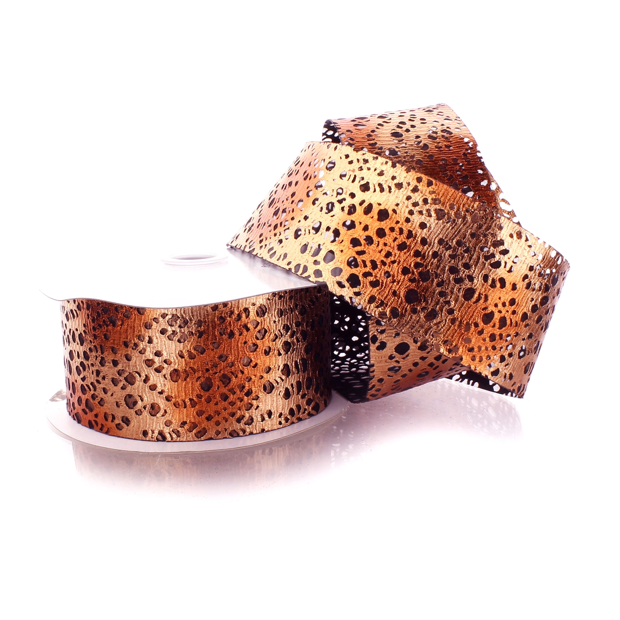 Ribbon Traditions 2 1/2" NonWired Ribbon Gold Ombre Faux Leather Cut