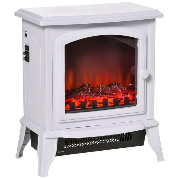 HOMCOM Electric Fireplace, Freestanding Fireplace Stove 750W/1500W, White
