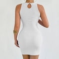 thumbnail image 4 of CIENVNSTG Women Summer Formal Wedding Guest Dress Elegant Tank Ruched Bodycon Mini Dress Casual Sleeveless Slim Club Party Knit Dresses White S, 4 of 6