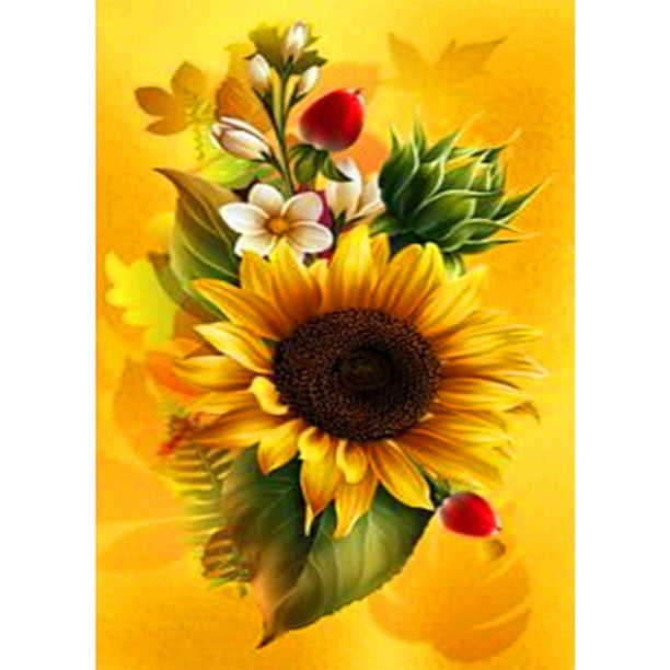 Diamante pintura girasol completo cuadrado taladro imagen de diamantes de imitación DIY dibujo Hugtrwg Para estrenar