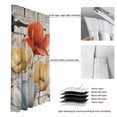 thumbnail image 6 of Retro Floral Blackout Curtains for Bedroom/Living Room, Pinch Pleated Black Out Curtains, Red Yellow Tulips Barm Doors Farmhouse Wooden Room Darkening Window Drapes with Hooks 2 Panels, 39"x70", 6 of 8