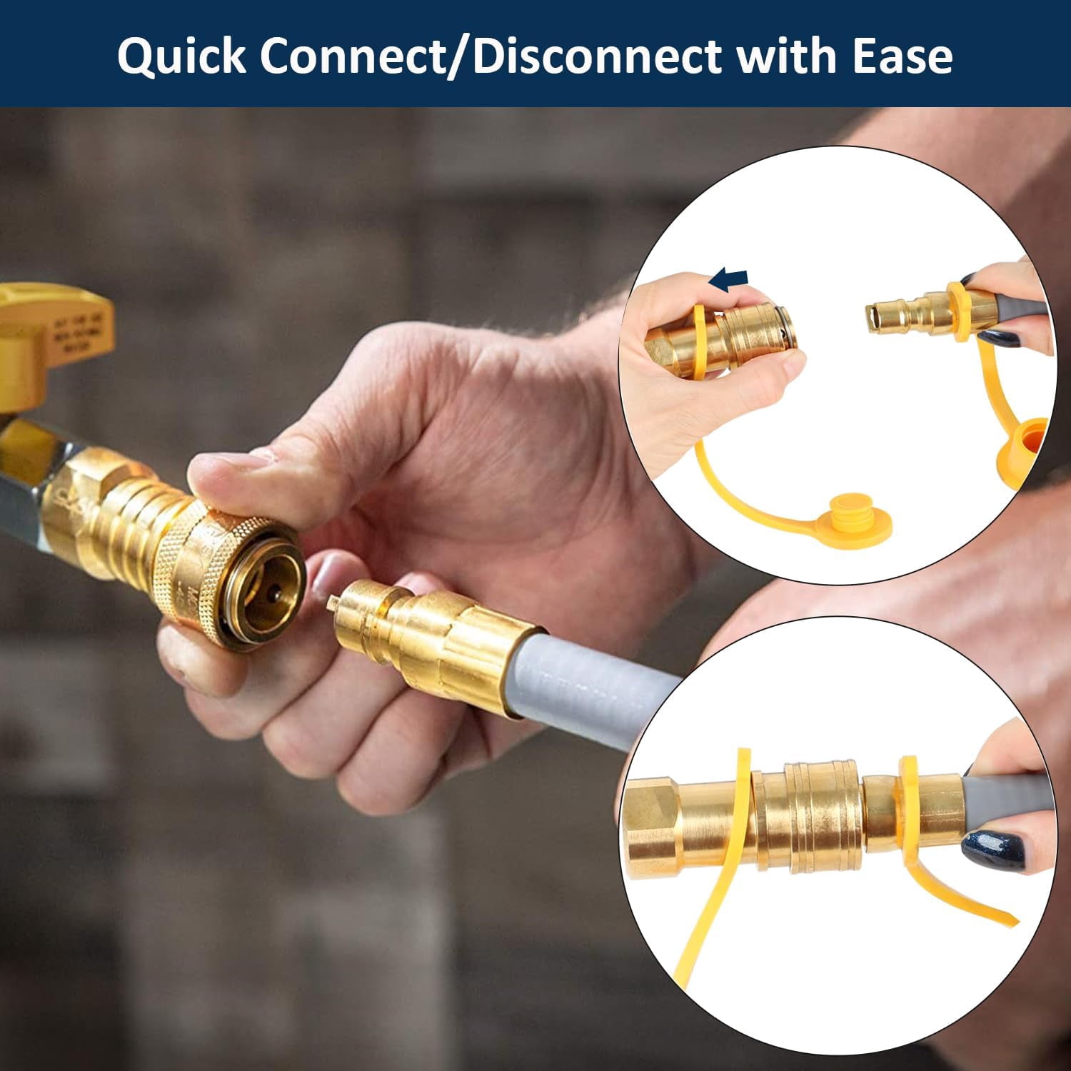 3/8" ID Natural Gas Hose,24FT Natural Gas Quick Connect Hose For Generator, Patio Heater, Grill Griddle, And Outdoor Ng/Lp Propane Appliance
