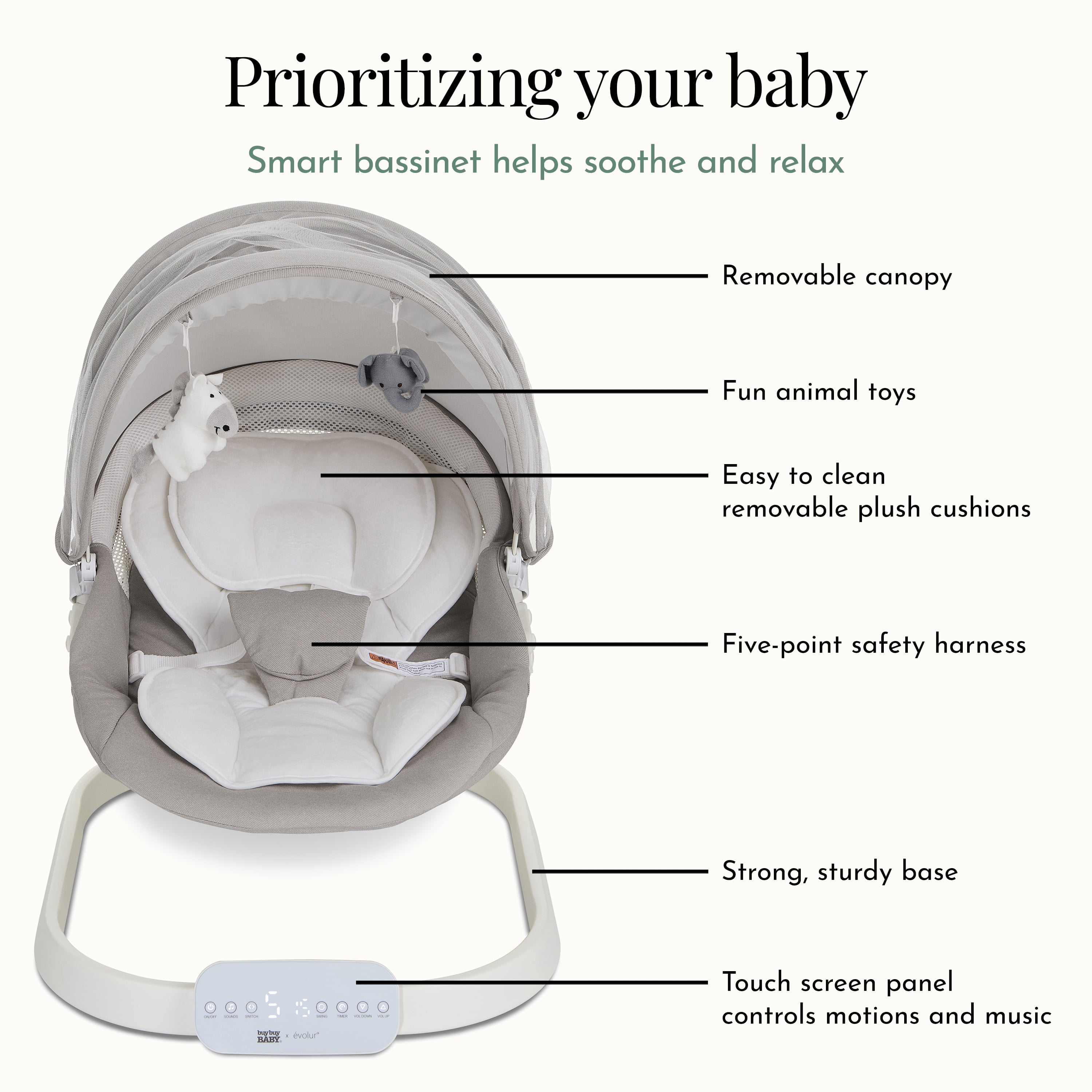 Evolur Comfort Cocoon Swing, White