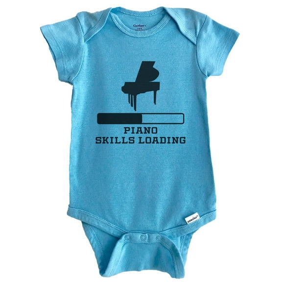 Piano Skills Loading Funny Musician Humor Baby Bodysuit (Blue), 0-3 Months