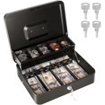 thumbnail image 1 of Cash Box with Money Tray and Lock Metal Money Box for Cash Register Large Cash Lock Box for Money Includes Slots Coin Tray Bill Slots Keys .x .x .Bla, 1 of 7