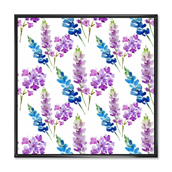Designart 'Purple and Pink Floral Pattern' Traditional Framed Canvas Wall Art Print