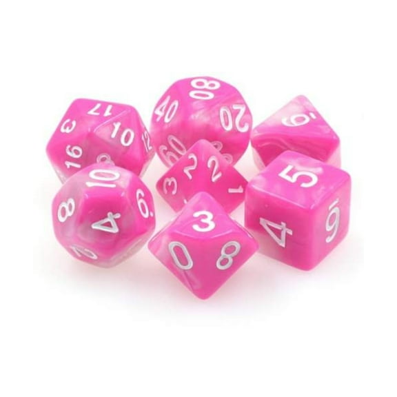 Foam Brain Games Poly Set - Pink Pearl w/White (7) New