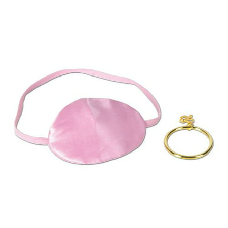 Pink Pirate Eye Patch w/Plastic Gold Earring Party Accessory (1 count) (1/Pkg)