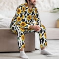 thumbnail image 7 of Fotbe Cute Cow Print Sunflower B Pattern Long Sleeve Pajama Set for Men,Sleepwear Set,2-piece Loungewear Set,Soft PJs Comfy Nightwear with Pockets-X-Large, 7 of 7