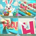 thumbnail image 4 of Cartoon Easter Bunny Banner Blue Bow Tie Rabbit Door Cover Pink Polka Dots Fluffy Texture Bunny Backdrop for Easter Decoration Door Decor Kids Party, 4 of 9