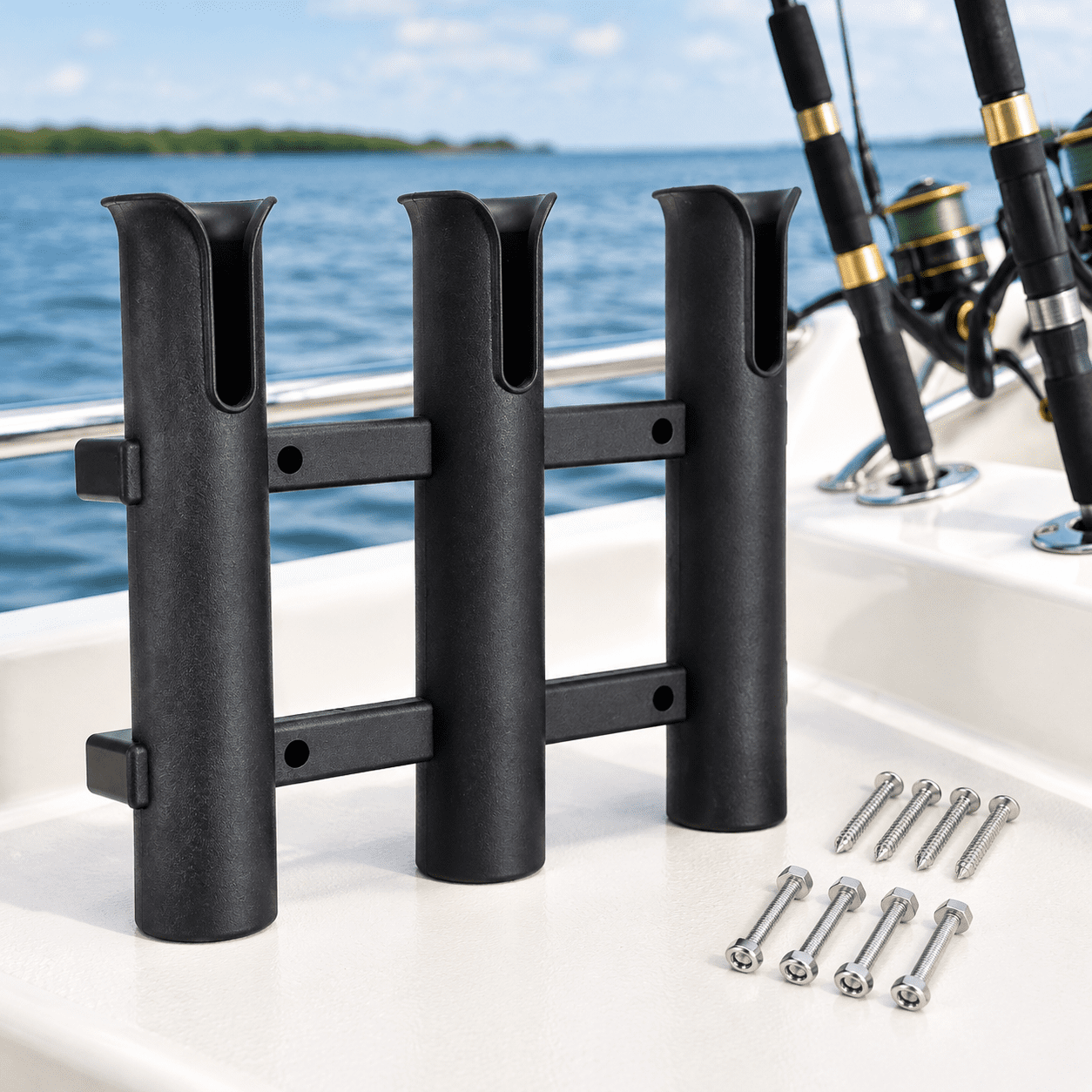 Boat Fishing Rod Holder 3-Tube Side-Mount Bracket for Kayak Truck and More